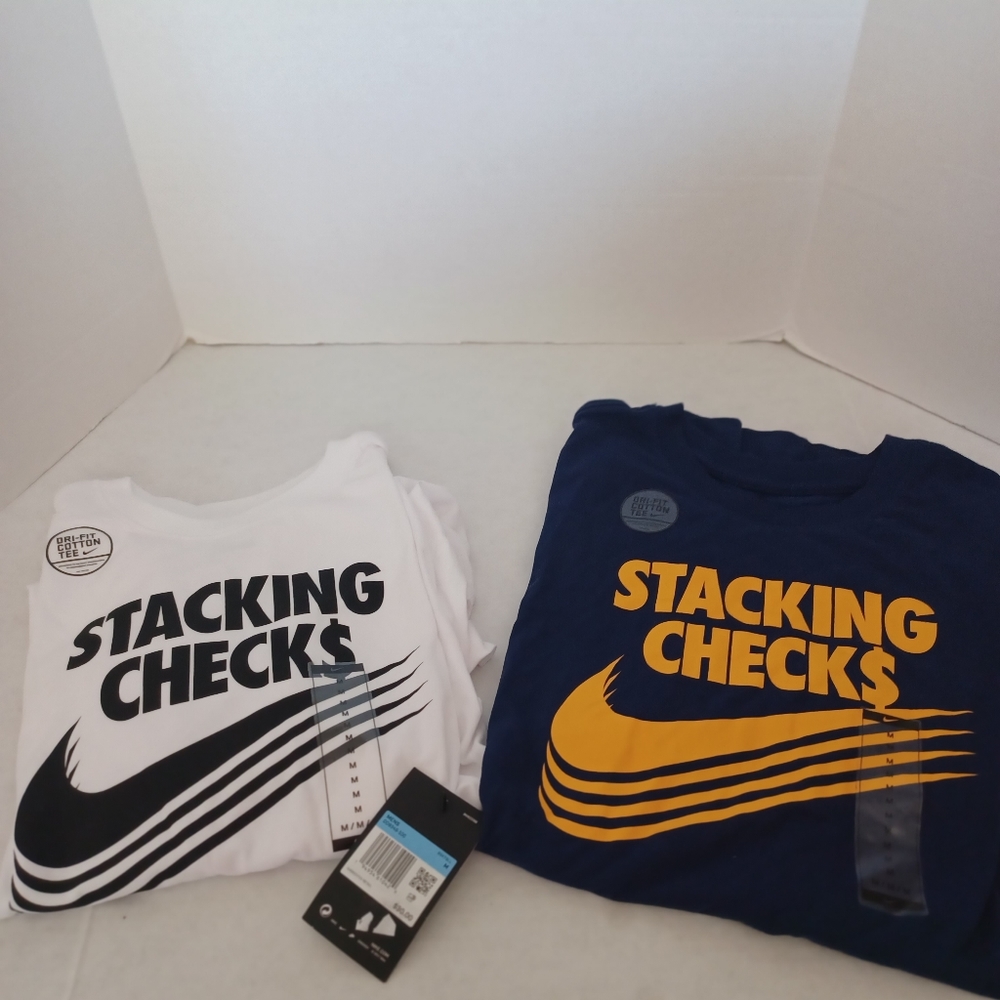 Nike "Stacking Checks" T-shirts (Lot of 2). Brand New. Mens Size: Medium - Picture 1 of 5
